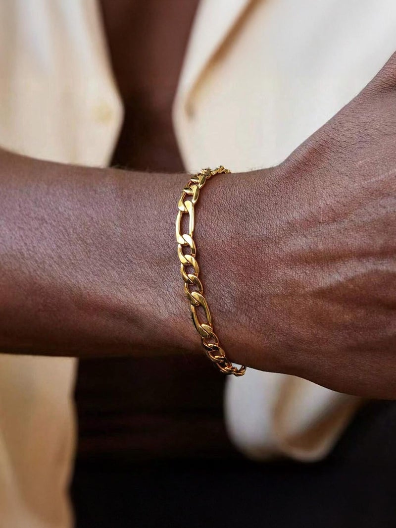 ChainsPro Gold Stainless Figaro Bracelet Men Bracelet Gold Wrist Chain Bracelet Gift - Image 4